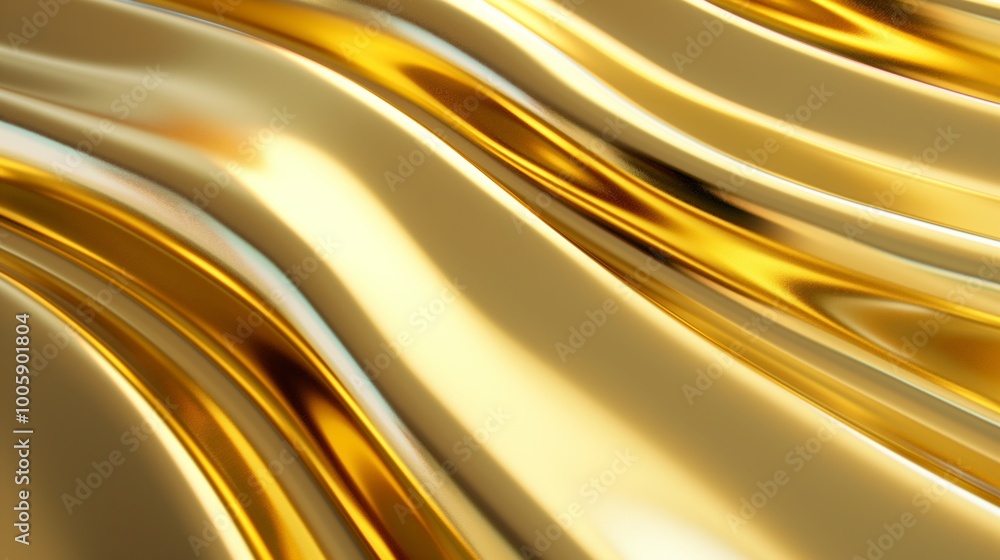 Poster gold fabric with a wave pattern. the fabric is shiny and looks expensive. the wave pattern is very d