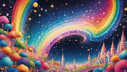 Obraz premium anime glitter colorful sparkles background