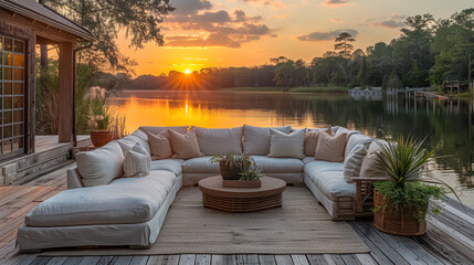 Fototapeta premium Beautiful comfortable and inviting outdoor lounge
