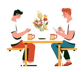 Friends Chatting Over Drinks vector