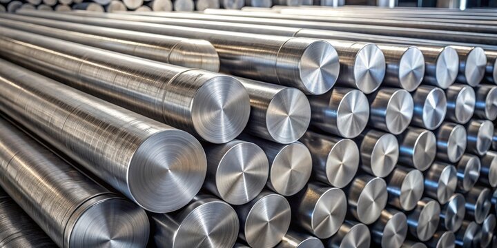 Stack of round steel billet, steel, round, metal, industrial, production, raw material, manufacturing, stack, circle
