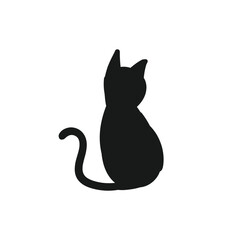 Black cat doodle hand drawing isolated background. Vector illustration