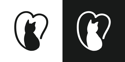 Black and white cats doodle hand drawing isolated background. Vector illustration