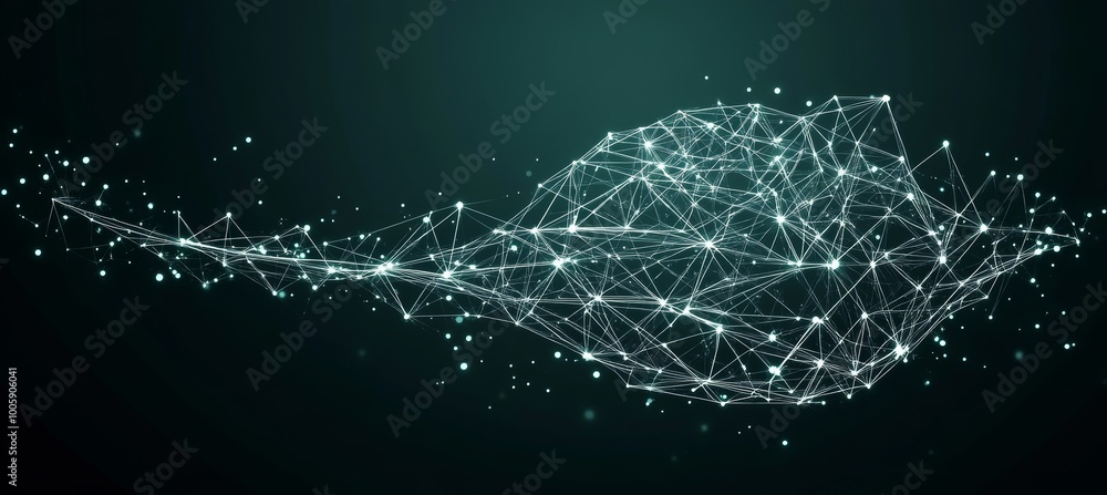 Aufkleber digital network connections and data flow - abstract technology background with dots and lines
