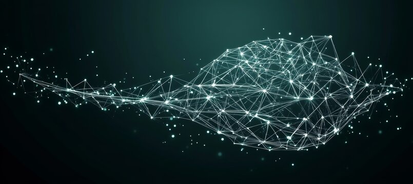 Digital Network Connections and Data Flow - Abstract Technology Background with Dots and Lines
