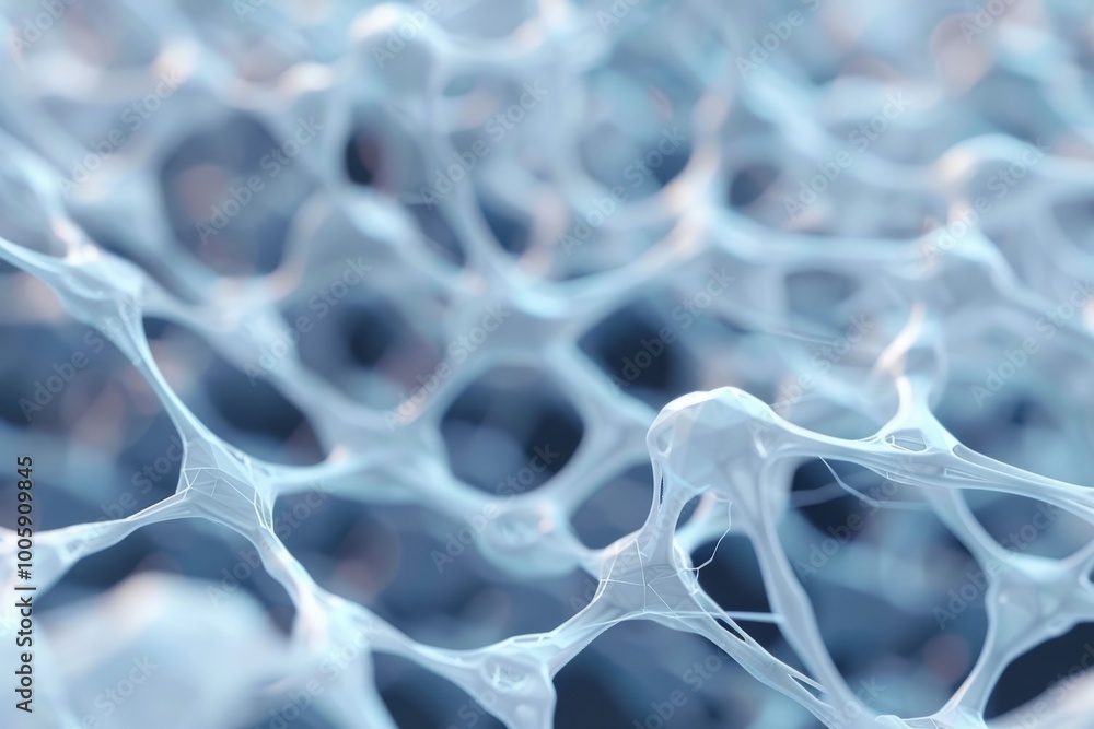 Poster delicate strands of translucent fibers weave together, creating an ethereal network illuminated by s