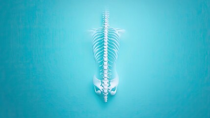 Fototapeta premium An artistic representation of a vertebrate skeleton against a vibrant blue background, showcasing skeletal structure and anatomy.