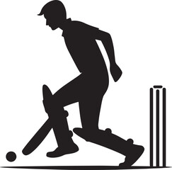 Cricket Player batting silhouette vector illustration isolated on a white background
