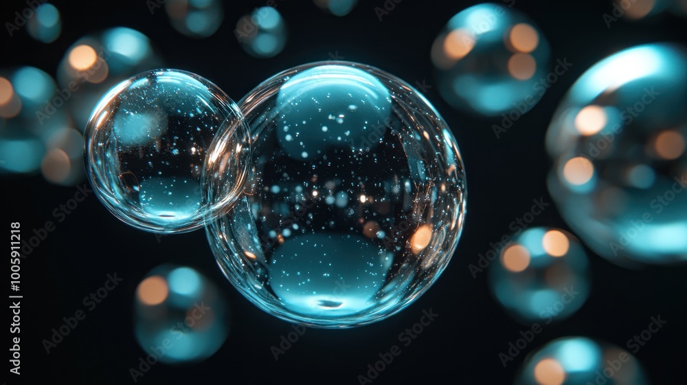 Wall mural Abstract Bubbles with a Blueish Hue