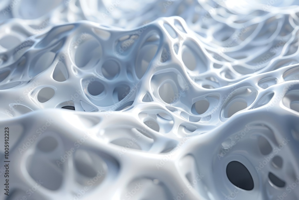 Poster intricate patterns and textures of organic shapes in white hues create a mesmerizing visual of fluid