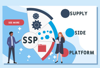 SSP supply side platform acronym. business concept background. vector illustration concept with keywords and icons. lettering illustration with icons for web banner, flyer, landing