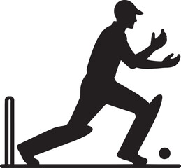 Cricket Player batting silhouette vector illustration isolated on a white background