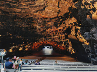 Jameos del Agua Auditorium natural space created inside a volcanic tunnel in Lanzarote, Spain