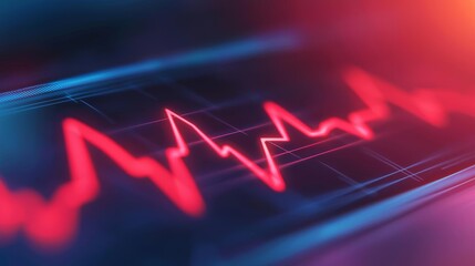 Fototapeta premium Close-up of a heart rate monitor showing real-time readings on a screen, cardiac monitoring, heart health