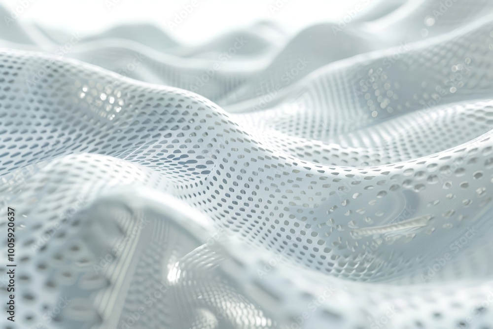 Poster delicate waves of translucent fabric illuminated by soft light create an ethereal atmosphere in a tr