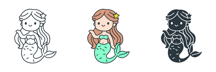 Mermaid icon symbol vector illustration isolated on white background