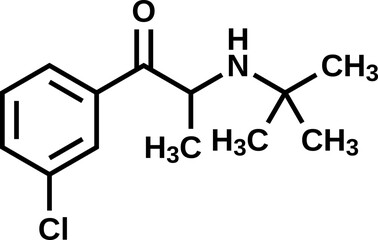 Bupropion structural formula, vector illustration
