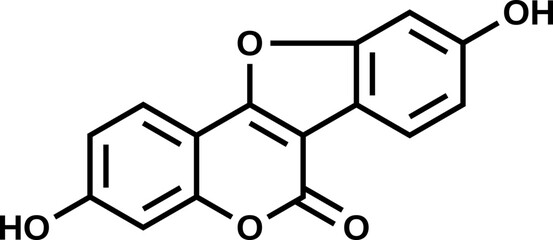 Coumestrol structural formula, vector illustration