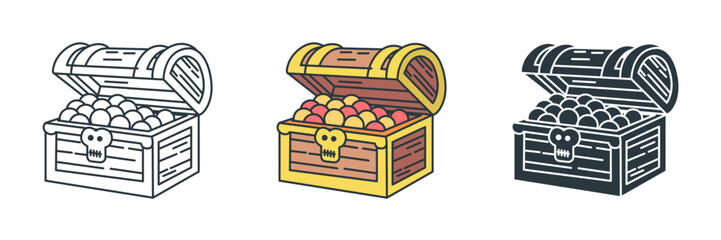 Treasure Chest icon symbol vector illustration isolated on white background