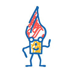 brush stationery character doodle icon sketch vector. brush stationery character sign. isolated symbol illustration