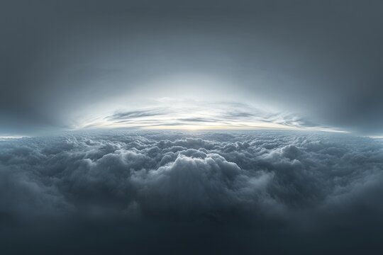 Cloudy sky 360-degree perspective showcasing ominous clouds before a storm in seamless view with zenith, perfect for 3d design as skydome or altering drone imagery for sky replacements