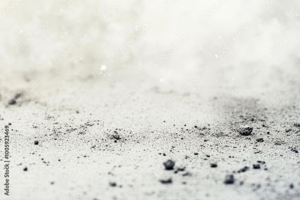 Poster textured soil particles and grains on a light background: applying earth layers for a worn or retro 