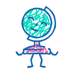 globe stationery character doodle icon sketch vector. globe stationery character sign. isolated symbol illustration