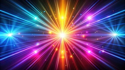 Naklejka premium Abstract neon light rays shining on a dark background , neon, light, rays, abstract, wallpaper, 4k, vibrant, glow