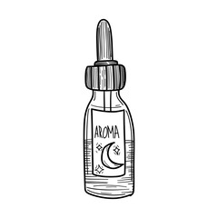 A sleek essential oil bottle with a dropper, perfect for aromatherapy, wellness, and skincare projects. Clean, simple lines for beauty and health-related visuals.