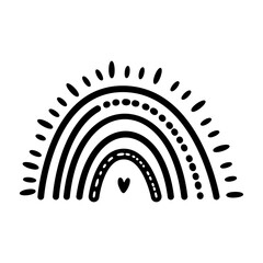 Radiant Heart Rainbow Doodle Vector Cute Illustration