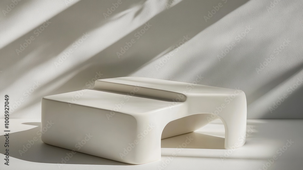 Poster a minimalist white object with smooth curves, likely a decorative or functional piece.