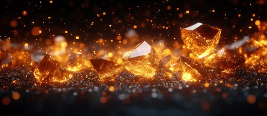 Glowing Crystals on Black Background