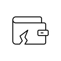  Broken wallet outline icons, minimalist vector illustration ,simple transparent graphic element .Isolated on white background