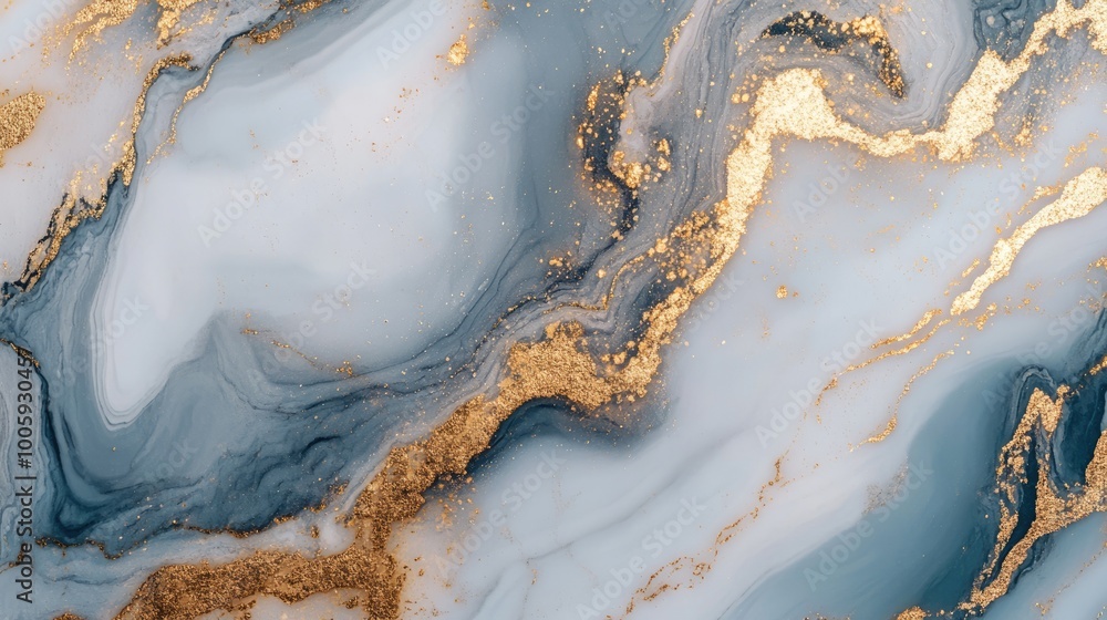 Aufkleber this abstract marble texture showcases exquisite gold flecks mingling with soft blue and white tones