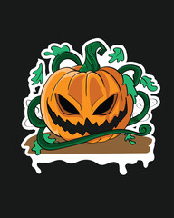 Illustration Vector Graphic Of Pumpkin Halloween Sticker