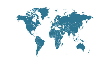 World map. Blue modern vector map. Silhouette map