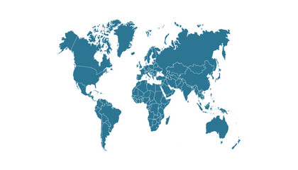 Obraz premium World map. Blue modern vector map. Silhouette map