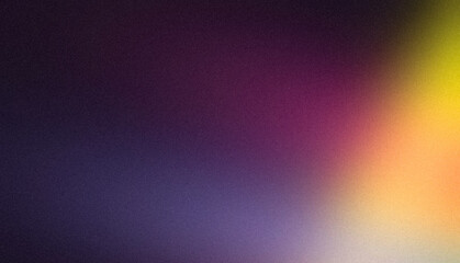 Soft yellow purple blue color spots gradient grainy backdrop design, bright, shiny template. Abstract noisy smooth colours gradient template, website header, banner and poster