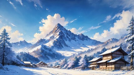 anime japan winter background