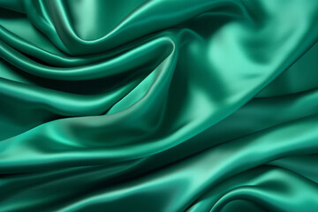 Fototapeta premium Processed collage of emerald green silk surface texture. Background for banner, backdrop