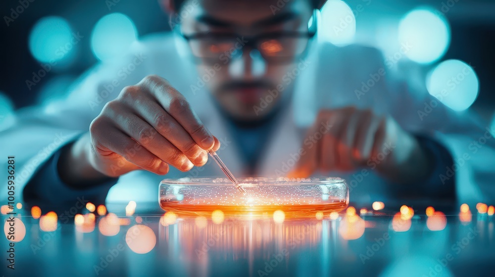 Aufkleber a scientist testing a teleportation prototype in a high-tech lab