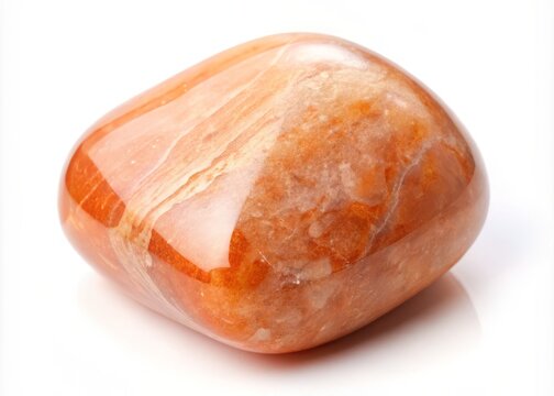 Tumbled Sunstone Heliolite Gemstone on White Background for Jewelry, Healing, and Collecting - Natural Crystals and