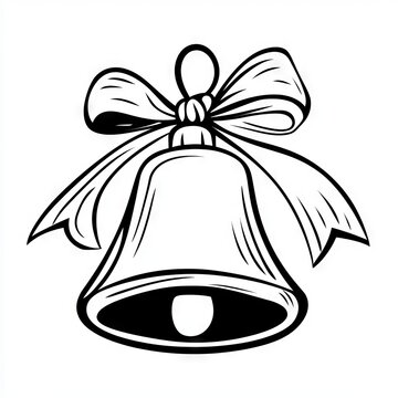 recommend clip art: Simple outline of a Christmas bell with ribbon detail.