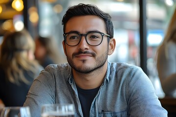 Young Professional Having a Business Meeting Over Coffee in a Modern Cafe Setting