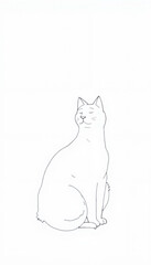 Pencil drawing illustration of a cat outline, sketch style