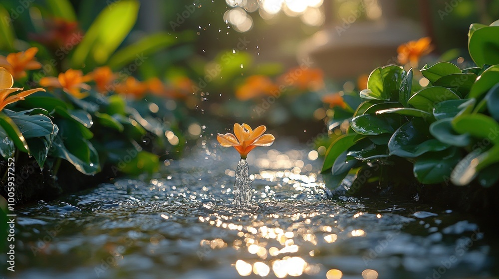 Sticker Flower Floating in Water