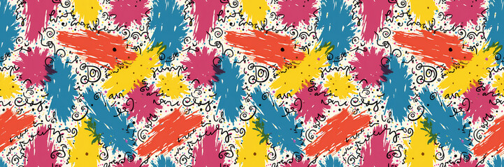 Obraz premium Modern colorful seamless pattern. Creative bright abstract illustration - generative AI