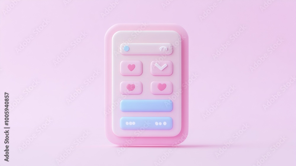 Poster a cute, pastel-colored device with buttons suggesting communication and interaction.