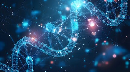 Abstract Representation of a DNA Double Helix with Connected Dots and Lines