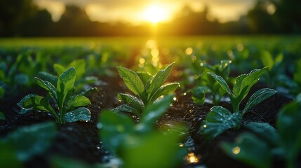 Sunrise Over a Field of Green